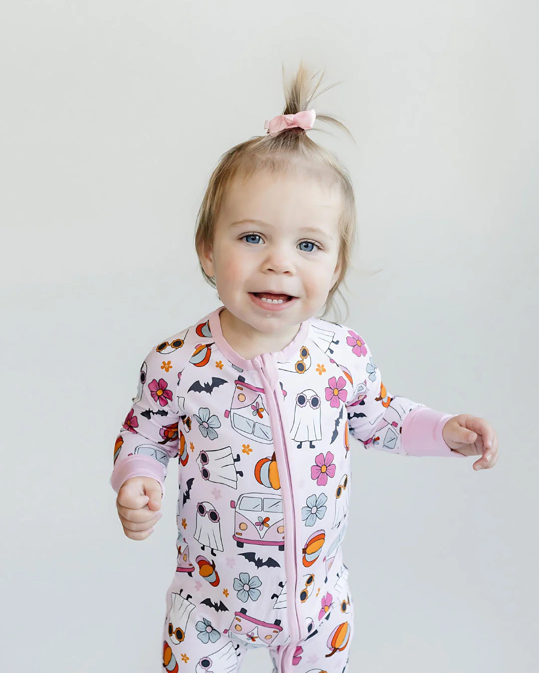 Bamboo Zip Romper | Retro Ghost(Order now, ships Sep 1st)