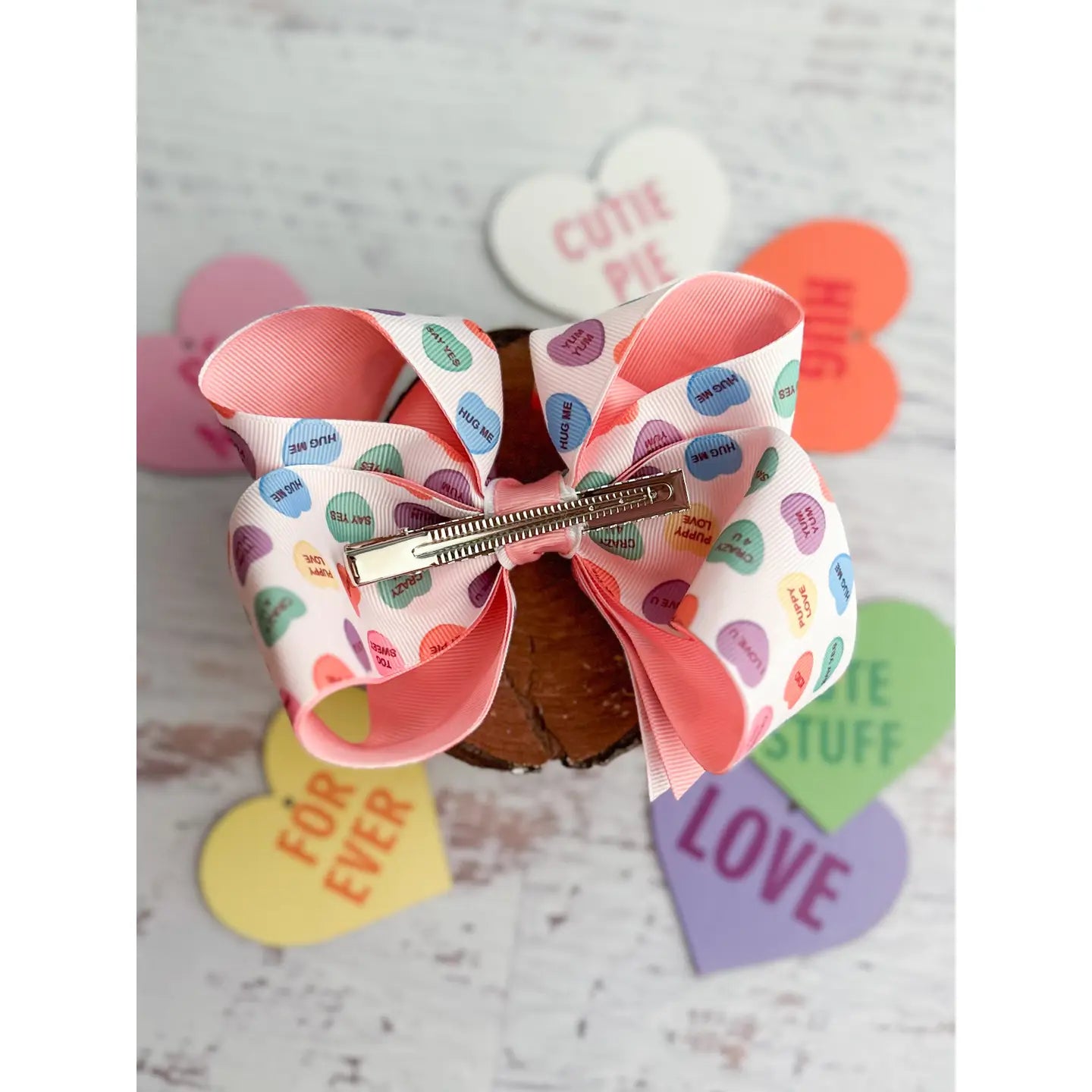 Conversation Hearts Double Layered Bow