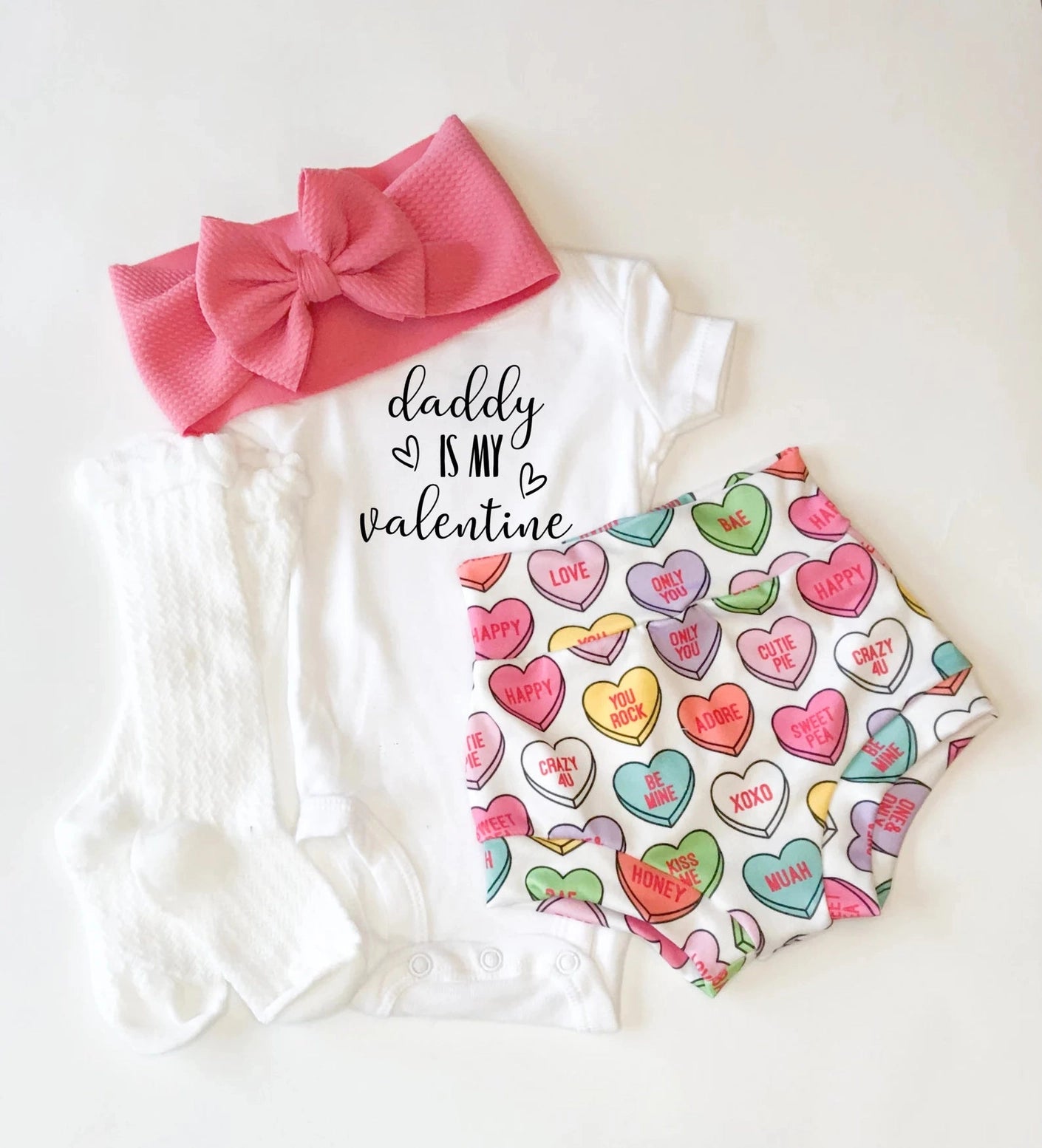 Daddy Is My Valentine Conversation Heart Bummies Set