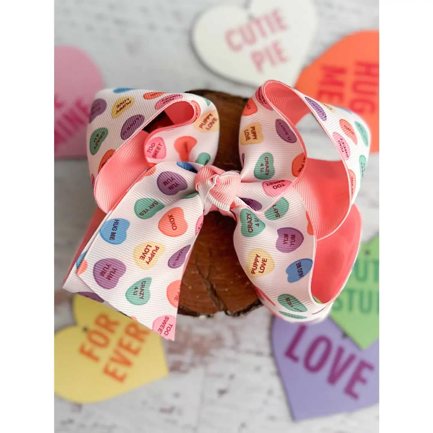 Conversation Hearts Double Layered Bow