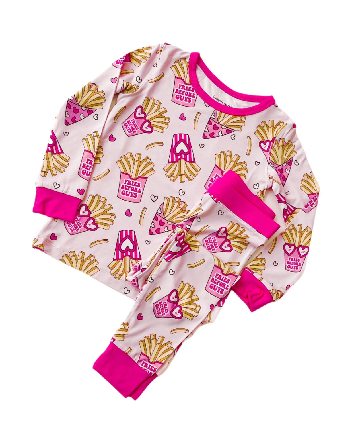 Valentine's Day Kids Bamboo Pajamas Set | Fries Before Guys