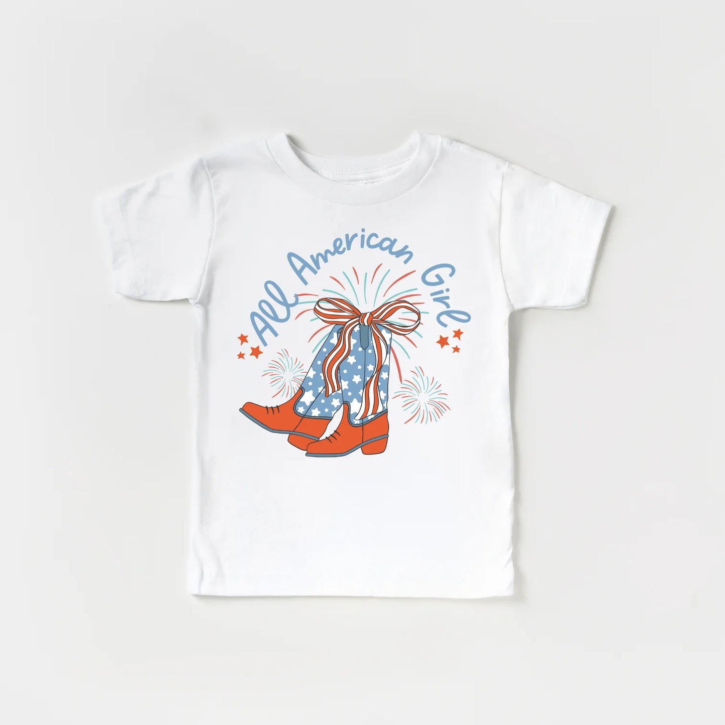 All American Girl Cowgirl Boots White T Shirt ( Final Sale)