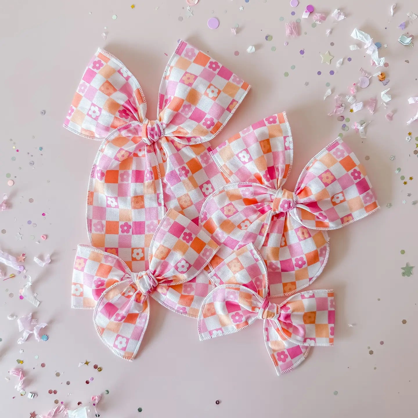 Floral Checkered Hair Bow✨