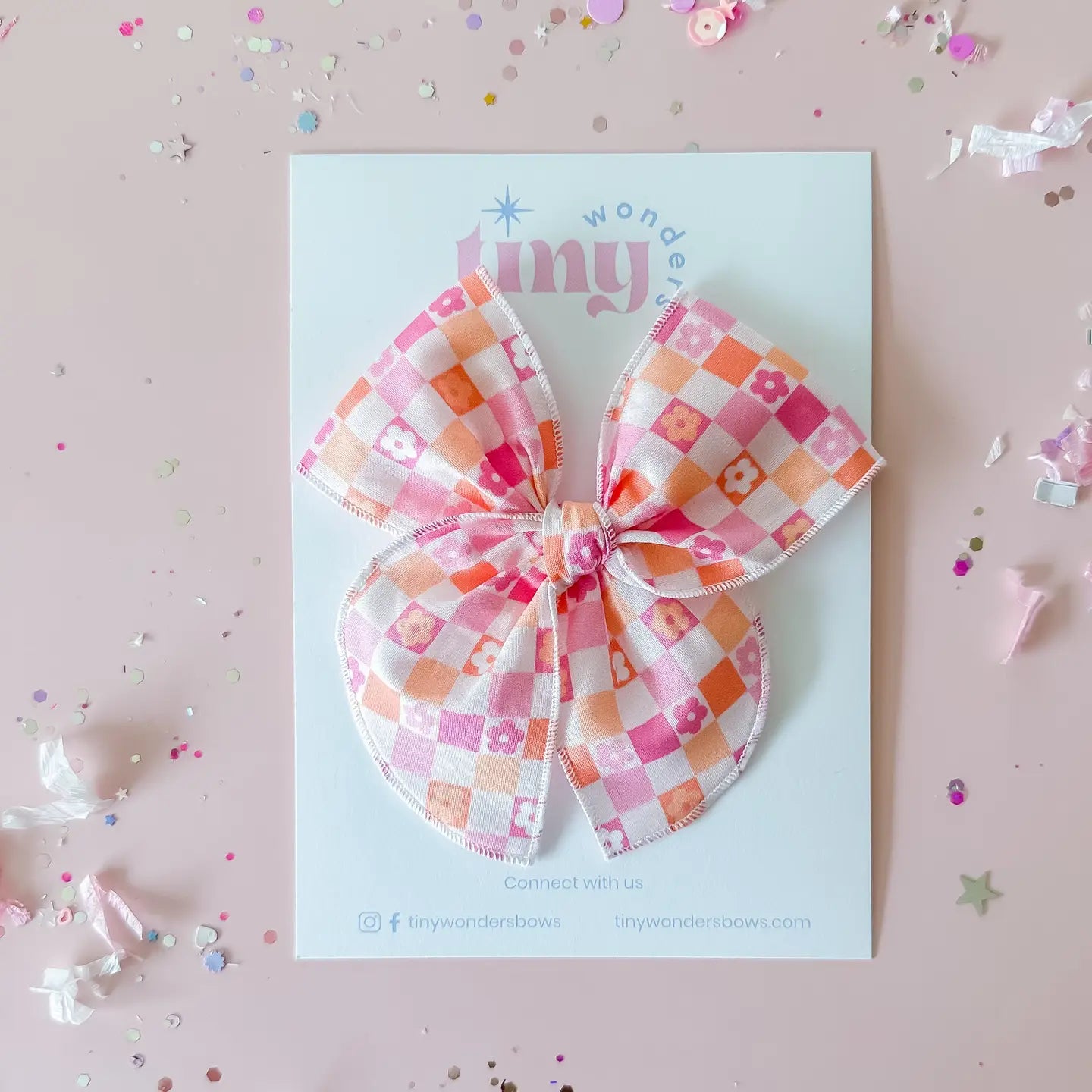 Floral Checkered Hair Bow✨