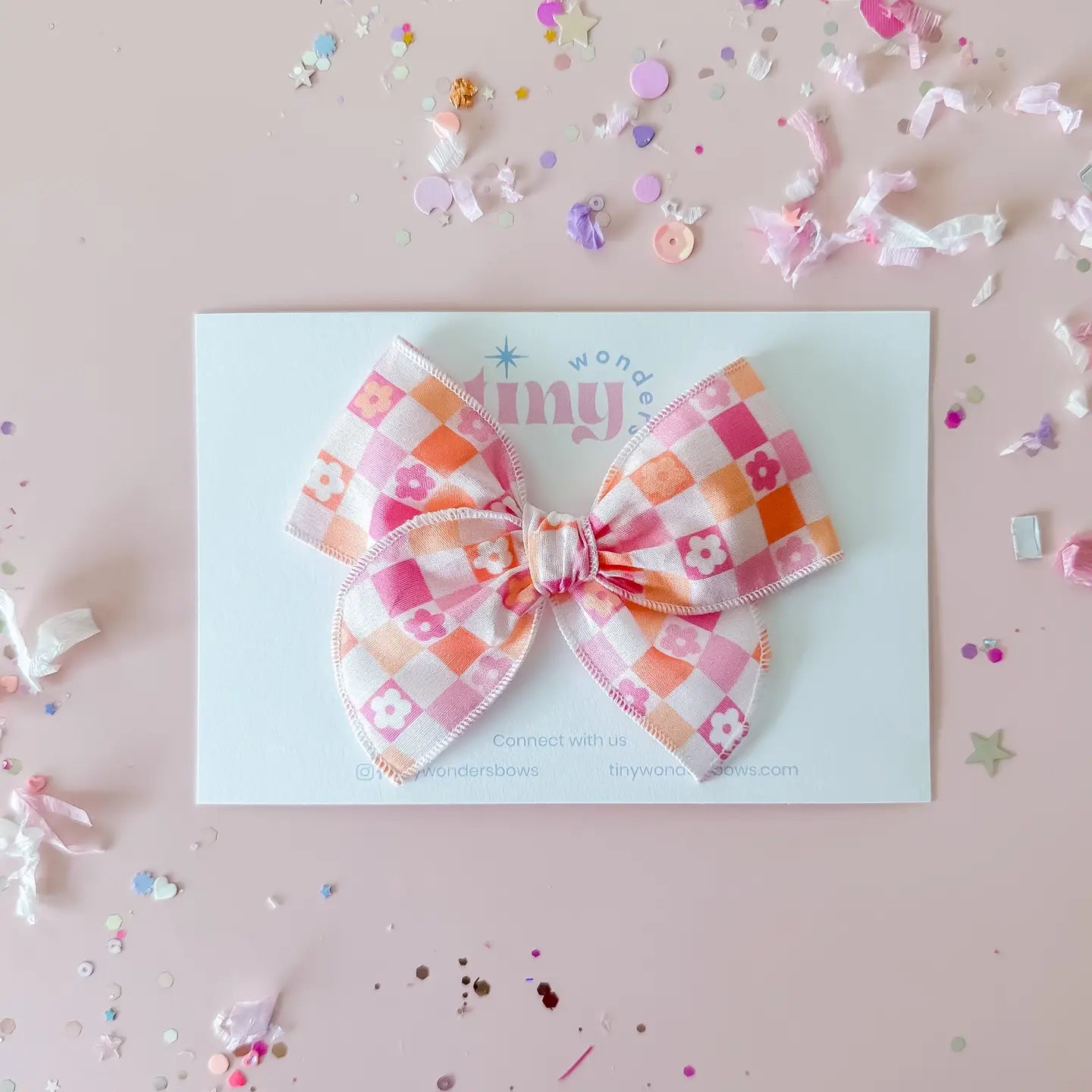 Floral Checkered Hair Bow✨