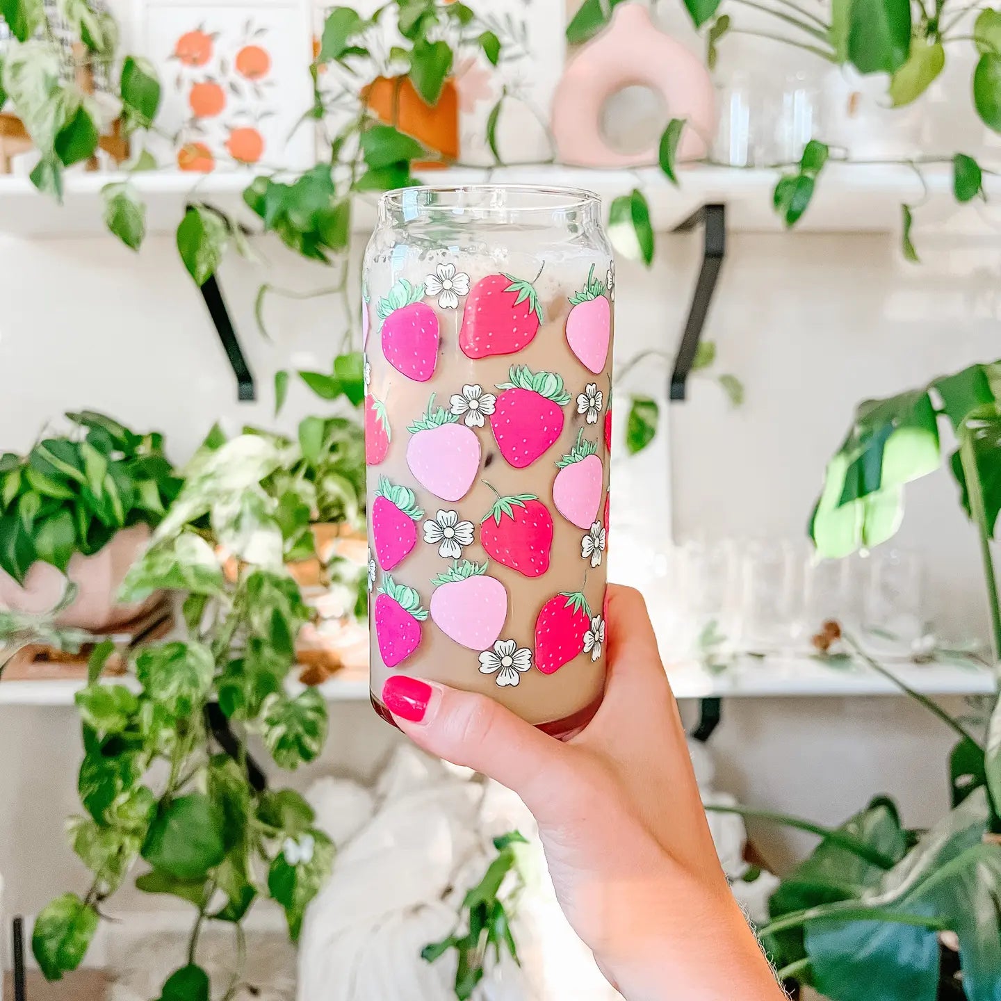 20oz Strawberry Iced Coffee Beer Can Glass (Available to ship August 14th)