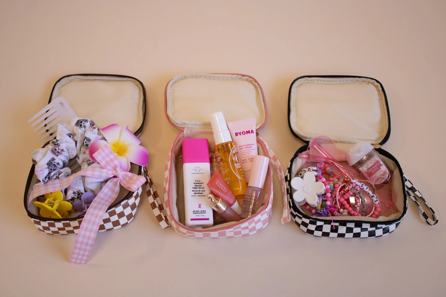 Checkered Makeup Bags