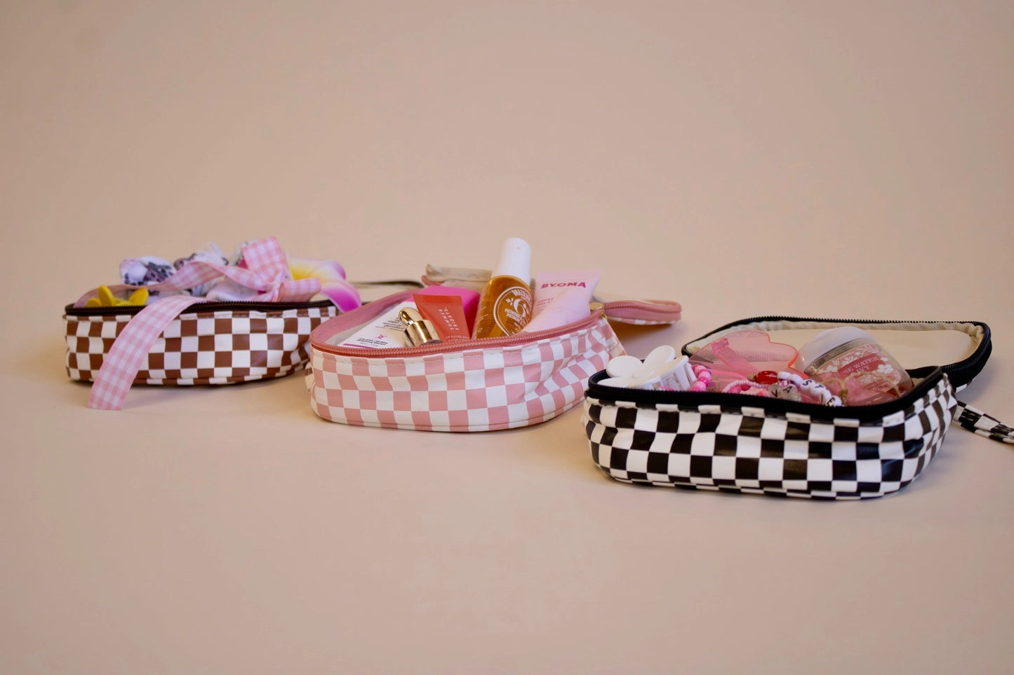 Checkered Makeup Bags