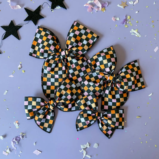 Halloween Checkered Bow