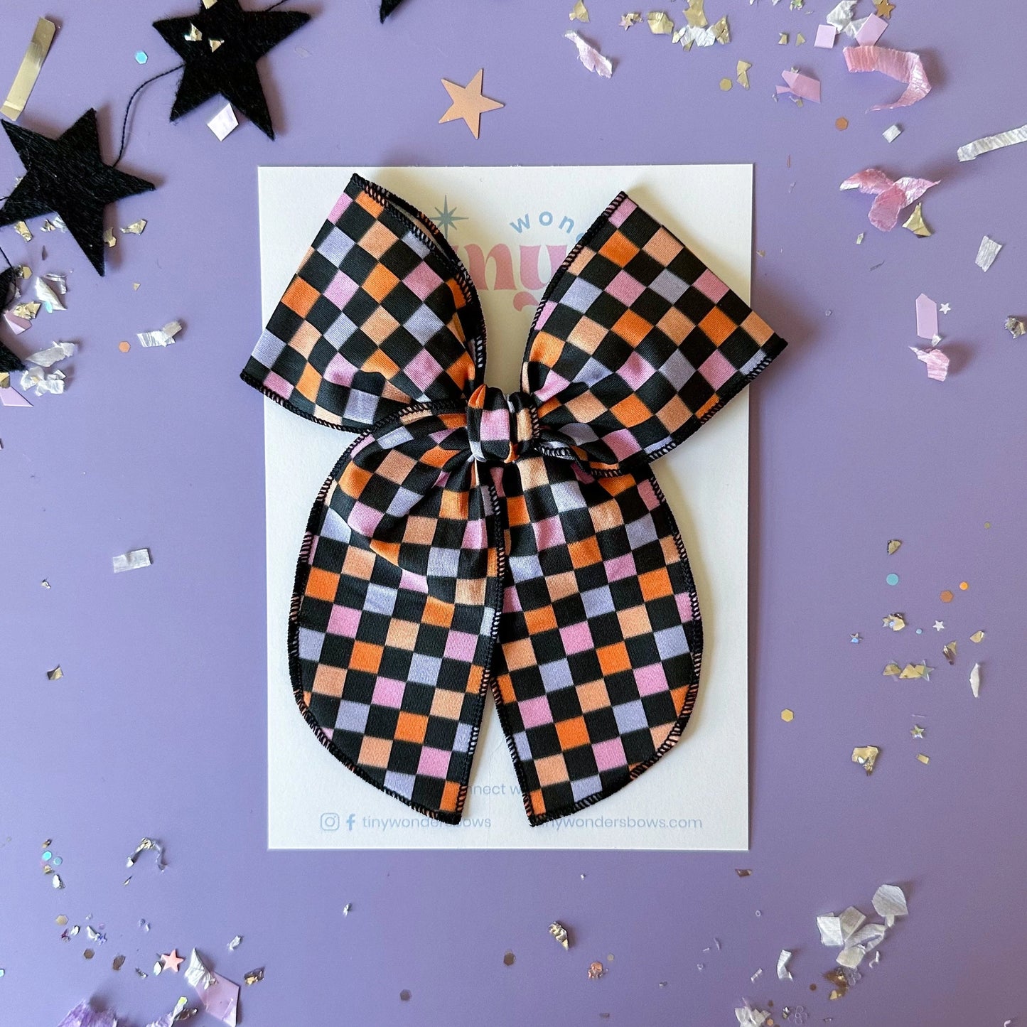 Halloween Checkered Bow