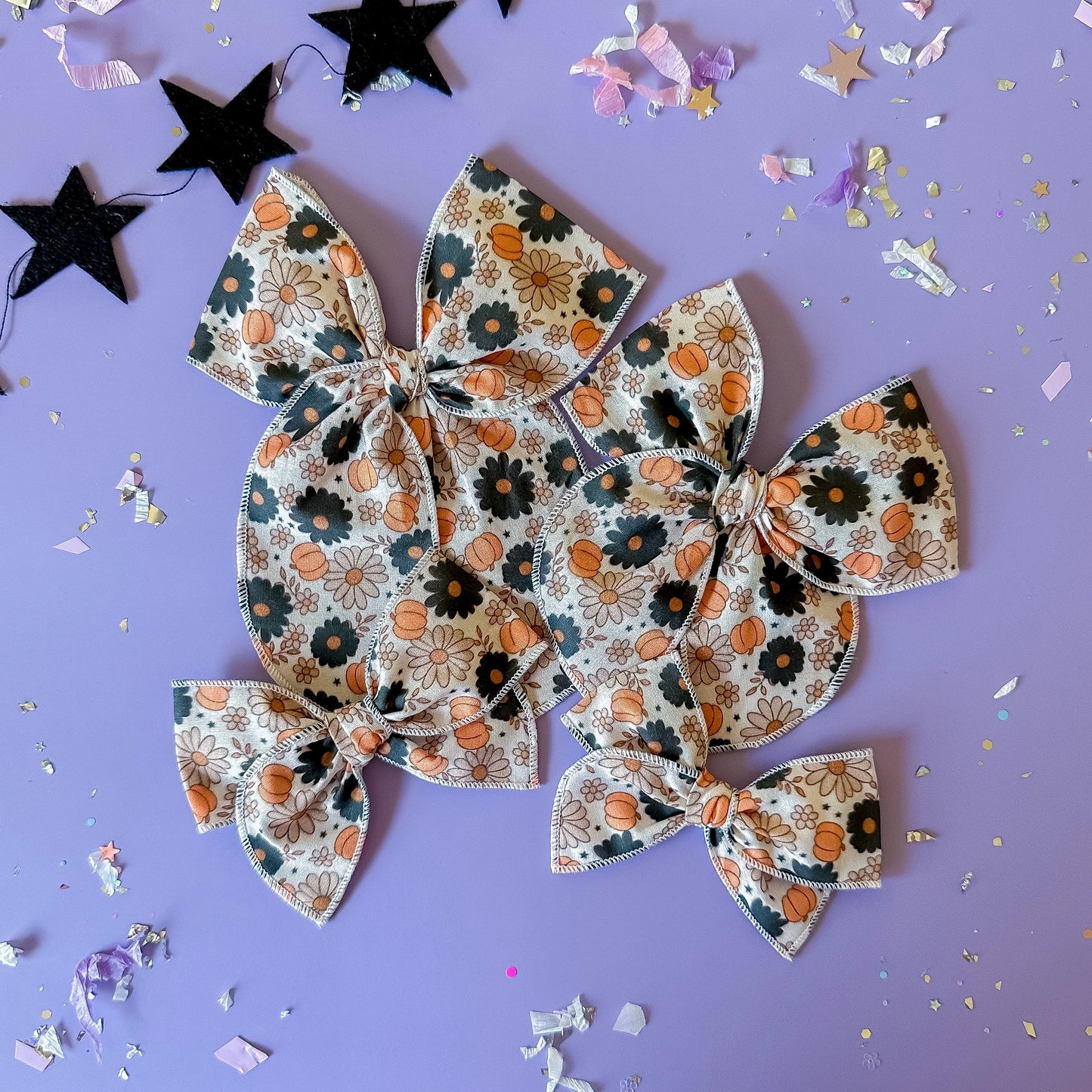 Halloween Pumpkin Floral Bow